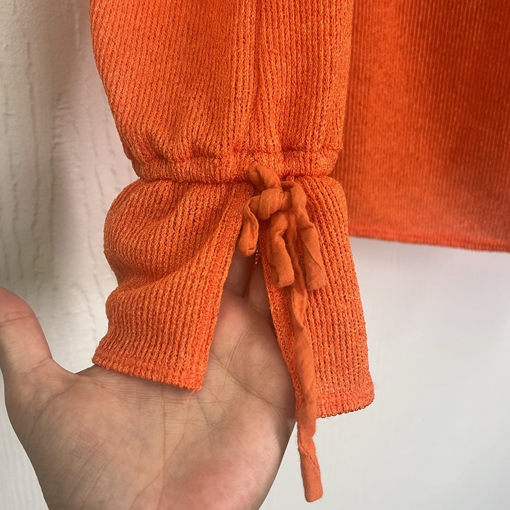 Free People - Hello Hacci Bright Orange Knit Oversized Cardigan Size Medium - Picture 5 of 13